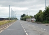 A deserted street in a normally otherwise busy industrial area.