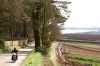 An anonymous motorcyclist enjoys the countryside.